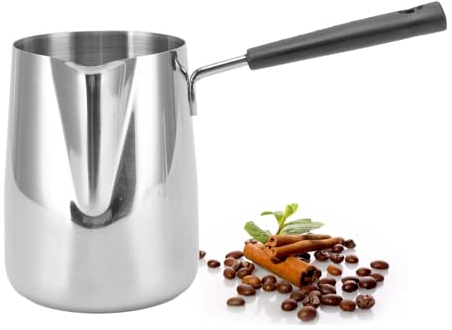 Stainless Steel Turkish Coffee Pot, Traditional Stovetop Milk Butter Warmer Pot and Coffee Warmer Ergonomic Coffee Pot for Home Restaurant (1000ml)