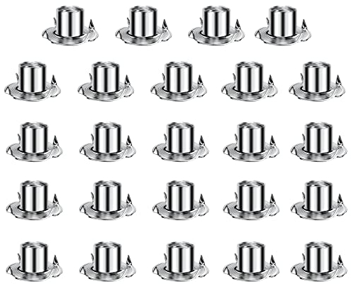 DACKZZM Tuercas de impacto con 4 puntas de impacto, M10, 24 unidades, acero inoxidable 304, juego de tuercas en T, tuercas de madera, madera, fabricación de muebles