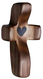 Yookin Cross My Heart | Uppmuntran gåva trä kors fingertopp stressavlastning gåvor ficka litet kors julklapp handhållet träkors (svart 1 st)