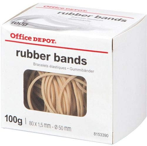 Office Depot LOT DE 100 ELASTIQUES EN Caoutchouc Naturel E 80 x 1,5 mm 50 mm