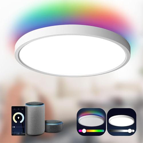 ANTENLICHT LED Deckenlampe Smart 24W Kompatibel mit Alexa und Google Assistant Ø30cm, Steuerbar via App mit 16 Millionen DIY Farben, Wifi Deckenleuchte mit Fernsteuerung für Schlafzimmer, Wohnzimmer