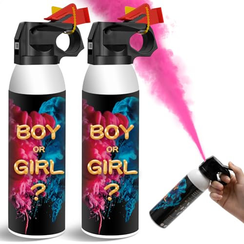 KERNOWO (2 pezzi rosa) Gender Reveal Coriandoli Cannone Poppers, Gender Reveal Fumogeni 100% biodegradabile, sicuro fumo in polvere, accessorio per feste per ragazzi e ragazze