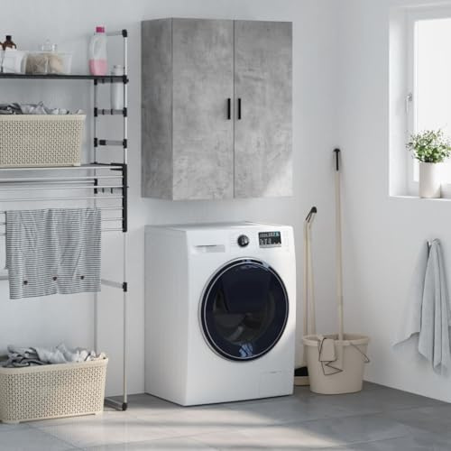 Iiaky Mobile a Parete Grigio Cemento 69,5x34x90 cm-Armadietto Bagno Sospeso da Parete Armadio Mobiletto Salvaspazio Mobile da Cucina Camera da Letto Lavatrice