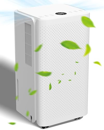 12L/Day Dehumidifiers for Home, Low Energy Dehumidifier with Digital Humidity Display, 24H Timer, 2.5L Water Tank, Quiet Operation Dehumidifiers for Drying Clothes, Ideal for Office, Bedroom, Basement