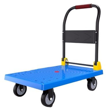 Carro de Plataforma Carro plegable multifuncional for el hogar, carro de plataforma plana de carga tirado a mano, remolque de carro de transporte portátil plegable Plataforma de Transporte(Blue,Grande
