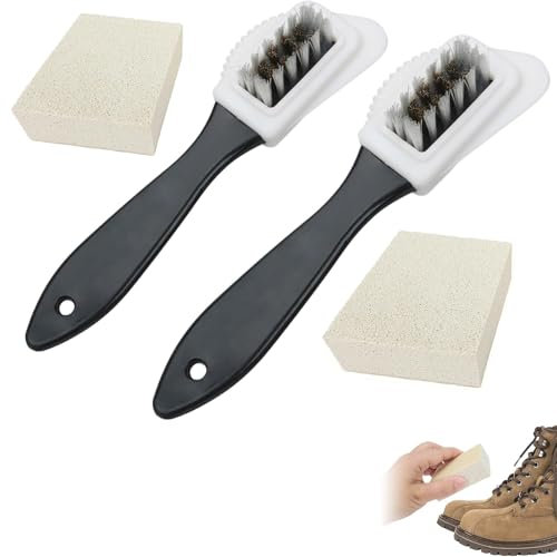 2 Sets Suede Brush, Suede Brush for Shoes Suede Shoe Cleaner Suede Cleaning Kit Suede Cleaning Brush for Clean Decontamination Cleaning Tools with Eraser and Clean Cloth.
