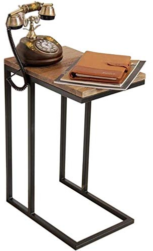 Tavolo da telefono in legno massello a forma di C, divano laterale, tavolino da spuntino, comodino e tavolino da salotto, arredamento moderno versatile per computer e tavolino da caffè