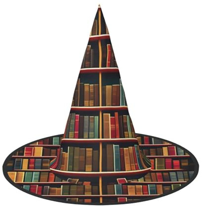 PUYhgb Bibliotek bokhylla boktryck halloweenhatt, lätt för halloweenfest/karneval, en storlek passar de flesta
