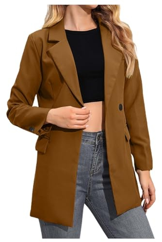 Blazer de Mujer Casual – Saco Largo de Manga Larga con Botón y Estilo Elegant Elegante