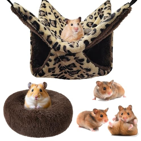 UJBVCX 2 Pieza Hamaca para Hurones, Hamaca Colgante de Animales Pequeños Suave y Cálida de Forro Polar Almohadillas de Dormir de Mascota Accesorio para Jaula para Ardilla Gerbille Dormir Hámster