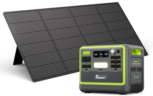 FOSSiBOT F2400+SP420 Protable Power station with SP420 solar panel,2048Wh LiFePO4 solar-generator with 3 x 230V AC Output 2400W (4800W Peak) fast charging 1.5h,for Home Emergency/outdoor/Camping/RV