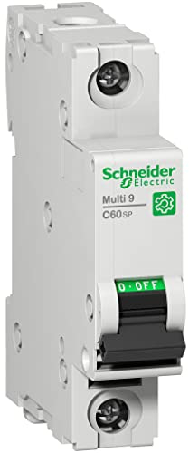 Schneider Electric M9F22106 Multi 9 C60SP Interruptor Automático en Miniatura, 1P, 6A, C Curve, 277V, 10kA, UL 1077, 81mm x 18mm x 72mm, Gris