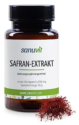 Sanuvit Safran Extrakt Kapseln- Reinstoffprodukt direkt vom Hersteller (hypoallergene Manufaktur)