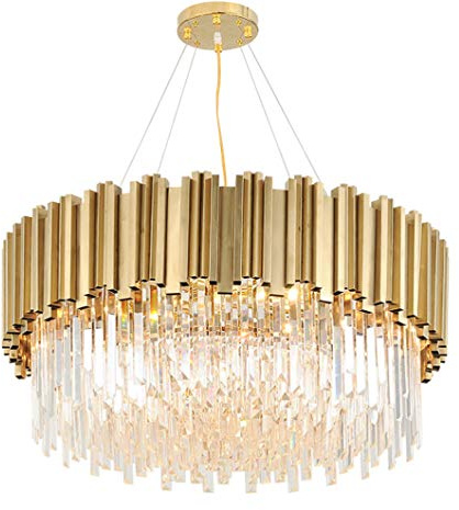 Kristallkrona postmoderna LED-taklampor runda ljuskronor rostfritt stål guld taklampa ljuskrona hängande ljuskrona hängande lampa för matsal (Storlek: 60 cm, färg: guld)