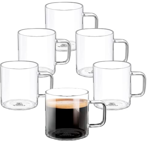 Wilmax | Teegläser & Kaffeegläser mit Henkel | 6er-Set | 500 ml | Gläser für Heiß- und Kaltgetränke | Kaffeebecher | Glühweingläser | Saftgläser | Wassergläser | Glastassen | Spülmaschinenfest