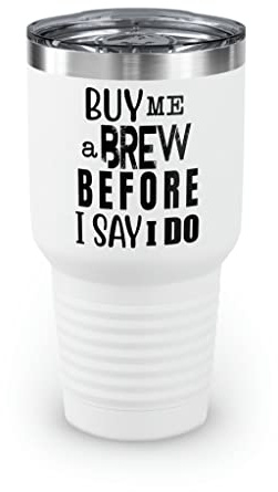 Teegarb Letter Blanket Bicchiere da 850 ml, in acciaio inox, colori umoristici, per sposo, birra, matrimoni, sposo, vodka, 850 g, bianco