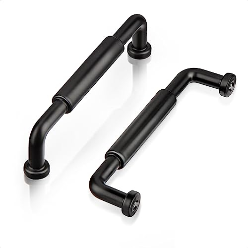 GUWINA 6 Stück Möbelgriff Schwarz Matt 96mm Lochabstand Landhaus, Modern Rundrohr Türgriffe Küche Schrank, Zinklegierung Schrankgriffe Schubladengriffe Küchengriffe Inklusive Schrauben