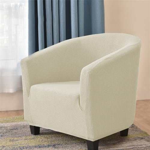 Highdi Sesselschoner Clubsessel 1 Sitz Einfarbiges Jacquard Stretch Sesselhusse Tub Chair Sesselüberwürfe Waschbar Universal Stuhlbezüge für Café, Bar, Büro, Empfang (Beige)