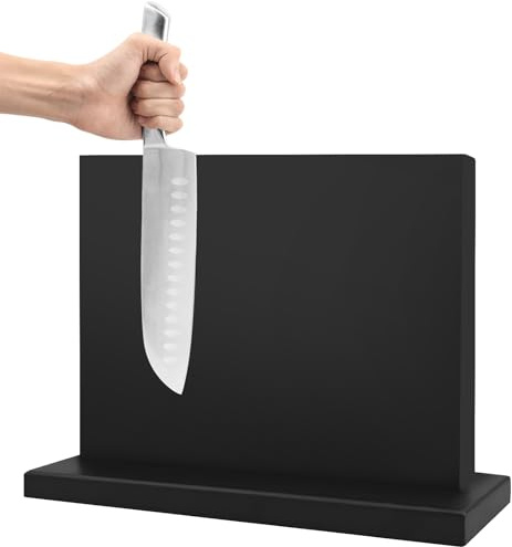 DAWNTREES Black Magnetic Knife Holder Double,Sided Magnetic Knife Block Universal Knife Display Stand for Kitchen Counter RV Kitchen Accessories