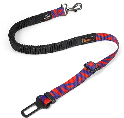 AYADA Cinturon Perro Coche Seguridad Ajustable Amortiguació Elástico Nylon,Arnes Coche Perro Homologado Viaje Correa Reflectante Accesorios Mosquetón Mascotas Gato (Rojo)