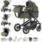 Zkiprm 3-in-1Kinderwagen, Reisesystem mit Autositz, Verstellbarer Lenker & Alu-Rahmen, PU-Großräder mit Federung, Höhenverstellbar & Rückwärtsfahrbar Regenschutz, Moskitonetz, Handschuhe(0-4 Jahre)