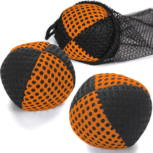oazoxcx Lot de 3 pelotas de malabares para principiantes y profesionales, malla de 2 capas y bolsa de transporte, pelotas de malabares 62 mm para niños (negro/naranja)