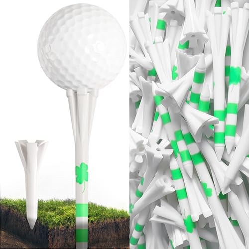 FINGER TEN Tee da golf in plastica da 70 mm 83 mm a cinque artigli 80 tee driver con 20 tee in ferro, confezione da 100, tee da golf 2 3/4 3 1/4 pollici durevoli stabili (fortunato, 100 conteggi-2 3/4