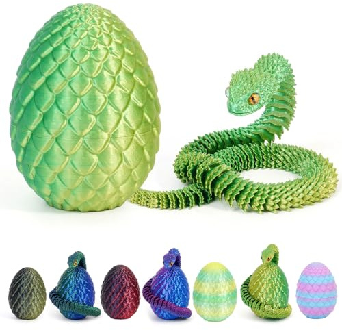Misterioso uovo di drago 3D, uovo di drago, drago 3D, figura di drago, un magico oggetto decorativo e regalo (serpente – verde laser giallo)