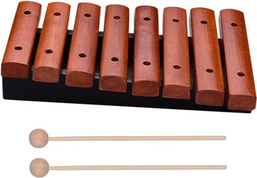 Glockenspiel xylofon, xylofon musikinstrument 8 noter trä xylofon glockenspiel inkluderar 2 träklubbor för barn (A)