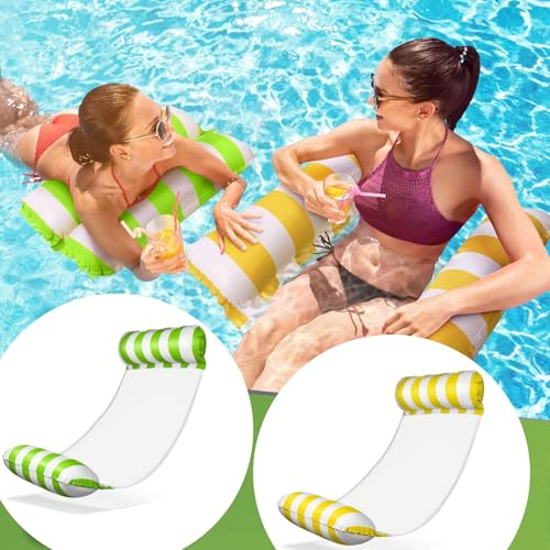 Sitbfoam 2 pièces Matelas pneumatique pour eau et hamac, accessoires de piscine, 4 en 1 hamac pour piscine, plage, eau, loung pour adultes et enfants (Hammock-Vert)