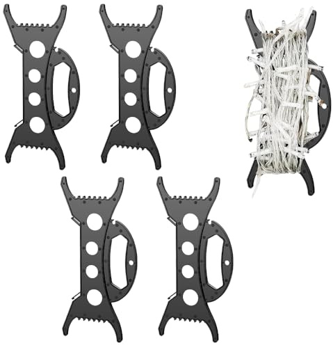 Riisoyu 4 pièces Enrouleur de Câble en Plastique, Enrouleur De Guirlandes Lumineuses avec Poignée Organisateur pour Guirlande Lumineuse de Noël Cordes Rubans Fils Rangement des Lumières de Noël