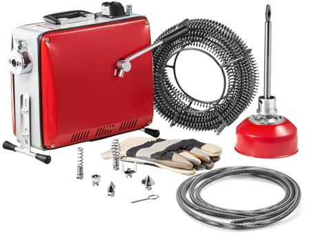 VEVOR Macchina Sturatubi Elettrica per Scarico di Tubi Portatile, 390 W, 1400 giri/min, con Cavo a Molla in Acciaio, Pulitrice per Tubi di Scarico con 6 Taglierine Diametro 50-110 mm