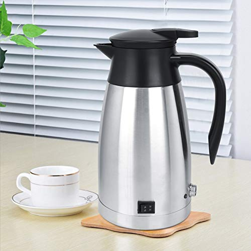 Cocoarm Hervidor de Agua Eléctrico con Calefacción, Taza Aislada de Acero Inoxidable de 12V 24V 1000ml, Calentamiento Eficiente, Agarre Ergonómico, Base Antideslizante, a Prueba de Derrames