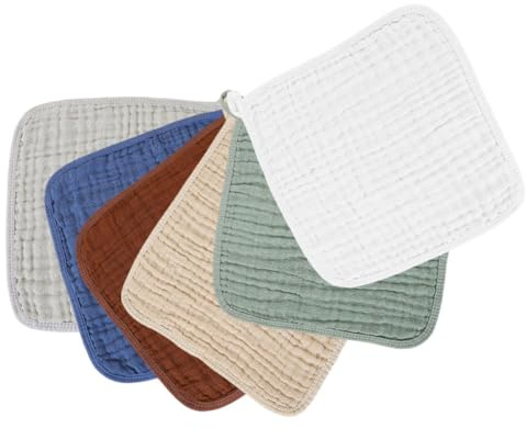 Mikikit 6 Paños Absorbentes para Eructar para Recién Nacidos Toallitas de Muselina de Algodón 100% Seis Capas Bordes Reforzados Multicolor Ideales para Sudor y Baba de Bebés