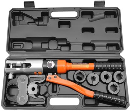 10T hydraulisk presstång, professionell presstång M/Y-kontur 12-15-18-22-28 set och TH Molds 16-20-26-32, 360° vridbart huvud för kopparrör rostfritt stål C-stålrör (TH-verktyg)