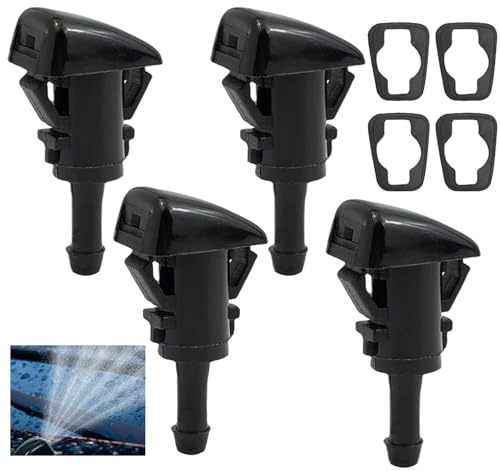 4PCS Washer Nozzle,Windscreen Washer Jets, Windshield Washer Nozzle Set, Windshield Washer Jet,Black Front Windshields Washers Nozzles Compatible with Multiple Car Models Replacement Accessories