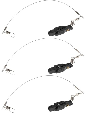 BESPORTBLE Lot de 3 Clips de Largage pour Pêche en Mer Agrafes Rapides avec Câble Acier Inoxydable Noir Émerillons à Agrafe Haute Résistance pour Appâts Accessoires Solide Anti-Corrosion