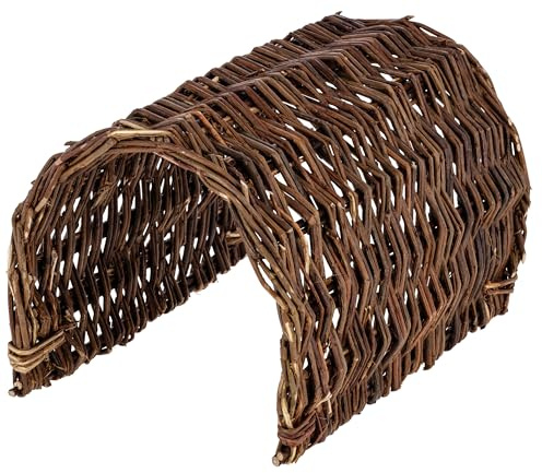 Kerbl Pet Tunnel en Osier, Tunnel pour rongeurs, 28 x 22 x 18 cm, 100% Naturel, Lapins, lièvres, abri, Protection Solaire