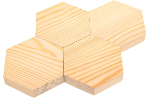 CLISPEED 4 Pezzi di Legno Esagonale Non Finito in Pino Leggero e Resistente All'usura per Artigianato e Fai da Te