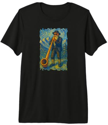 Vangogh Alphornspieler Alpenhorn Almhorn Blässer Alphorn Camiseta Premium