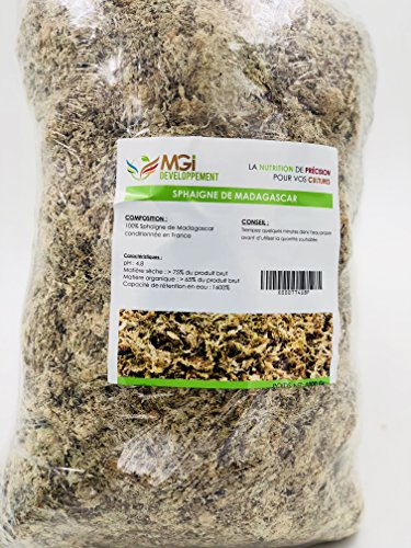 1kg Sphaigne de Madagascar – Support de Culture végétal Naturel – Retient l’Eau – Idéal orchidées, semis, terrariums, kokedamas - Conforme à la Norme NF U 44-551