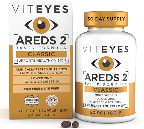 Viteyes AREDS 2 Classic Macular Health Formula Softgels, Eye Health Vitamin for Vision Protection, Lower Zinc, Eye Vitamins, Macular Vitamins, Beta-Carotene Free, 60 Softgels