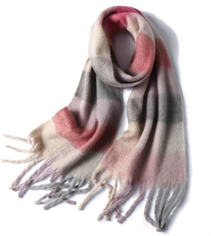 Bakicey Damen Schal XXL Warm Weich Strickschal Karo Winterschal Herbstschal Wolleschal Frauen Deckenschal Halstuch Scarf Poncho Cape, 6, 3XL