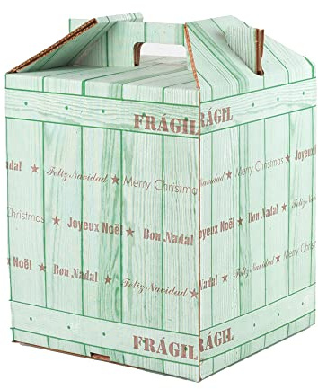 ONLY BOXES Pack de 10 cajas de cartón para lote y cestas de Navidad, Lote con impresión navideña para regalo de panera, botellas, envío lote, Capacidad para 9 botellas