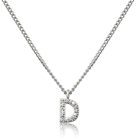 GD GOOD.designs Kette mit Buchstaben D Silber für Damen I Hautverträgliche Halskette mit initialen Anhänger I Silberne 316L Edelstahl Buchstabenkette - Valentinstag-Geschenk für Sie und Ihn