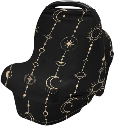 Sun Moon Stars　Nursing Cover Breastfeeding Scarf, Car Seat Covers for Babies Infant Stretchy Soft Breathable Multi-Use Cover Ups, Gift for Boys Girls