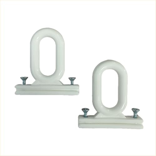 FRAMIG® Coppia di Occhioli per terminale Tende da Sole a Caduta o a Giardino, Prodotto in Nylon ABS, Resistente al Vento con Viti in Acciaio Inox. Colori Vari (Bianco)