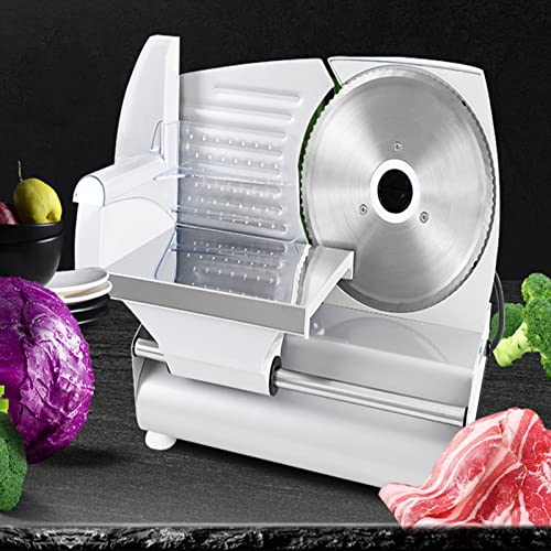 pour un usage domestique ou commercial, machine pour la maison 180 W, lames en acier inoxydable, trancheuse alimentaire facile à nettoyer, trancheuse à pain électrique avec épaisseur réglable de 0 à