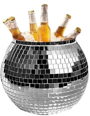 Discokugel-Eiskübel | Eiskübel | große 3-Liter-Disco-Kugel-Trinkgeschirr | reflektierender Cocktail-, Champagner-, Bier-, Weinkühler, trendige Getränkewanne für Party, Bar, Restaurant, Küche