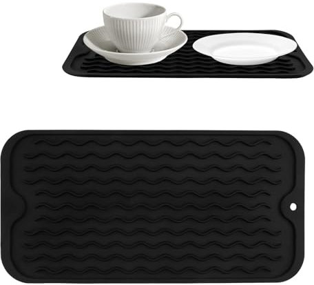 Tappetino Scolapiatti in Silicone Antiscivolo 30x15 cm, Tappetino Asciuga Piatti con Rilievi per Lavello Cucina, Resistente al Calore, Facile da Pulire, per Stoviglie, Frutta e Verdura